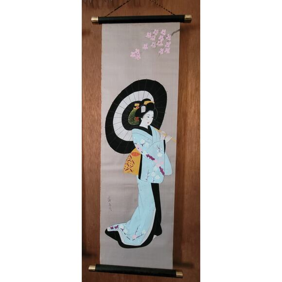 Vintage Japanese Hand Painted Scroll WallArt Kakejiku Kakemono Ishikawa Kiyohiko - Picture 3 of 6